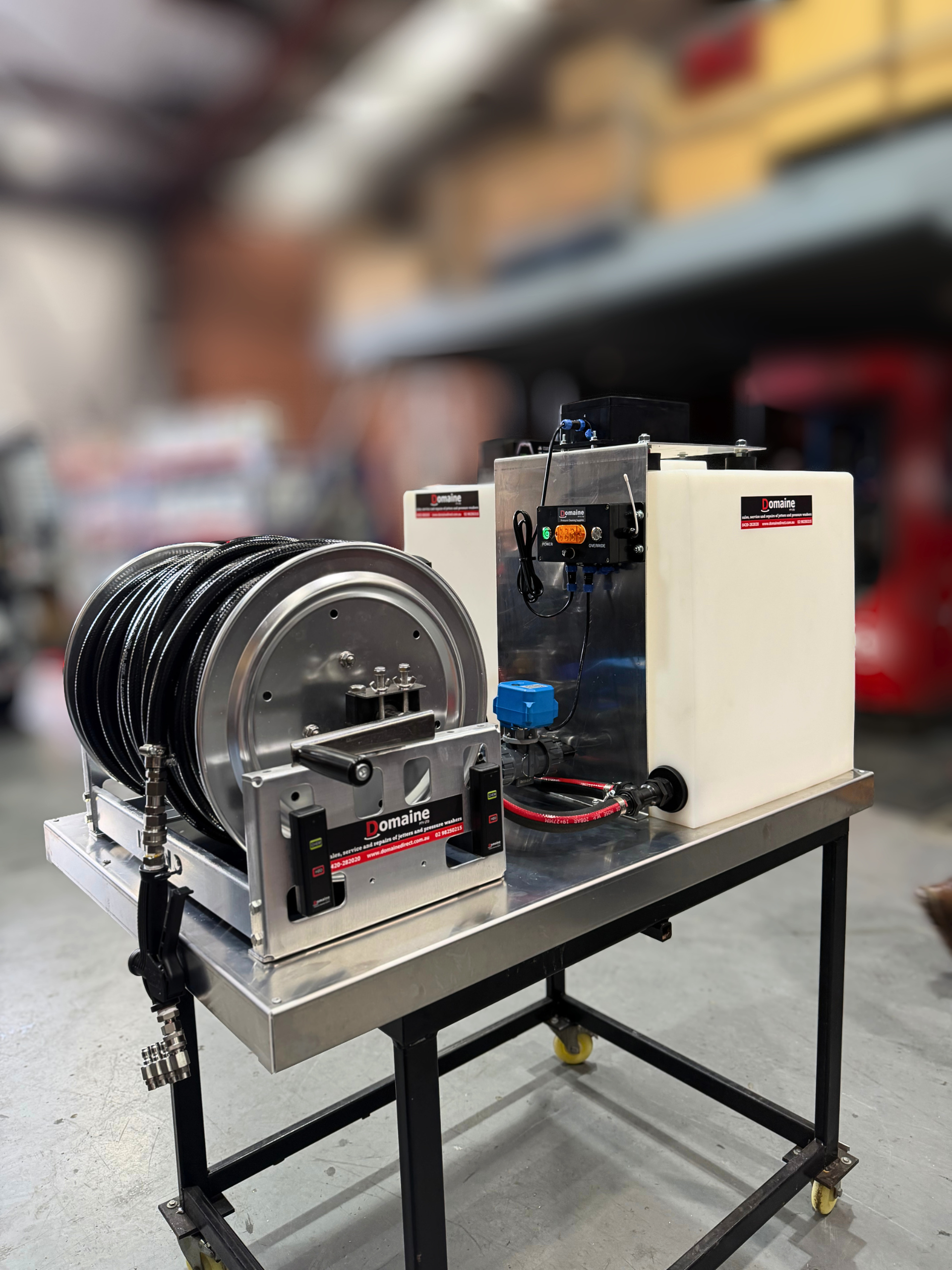 soft wash skid set up with remote control switch system