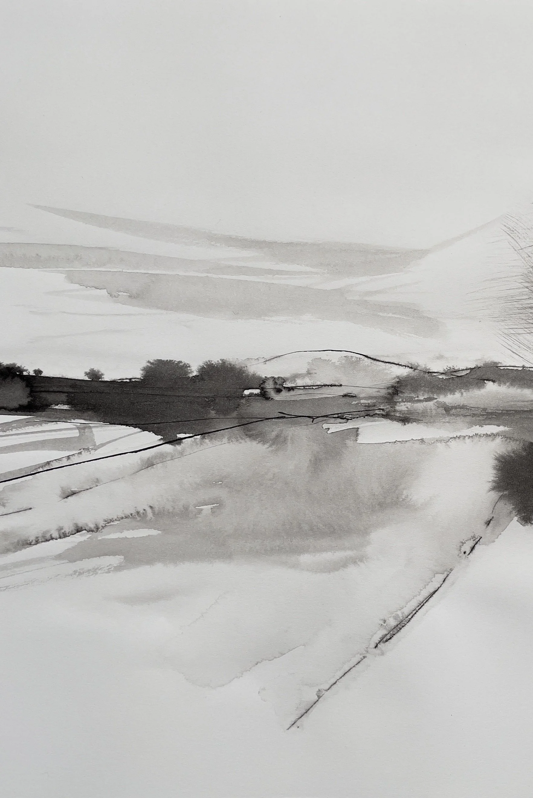 As with 'Horse', this ink painting of Cullunghutti Mountain with the Shoalhaven River in the foreground is something that other people were capable of, but I, certainly was not.  Much later in life I have learned that the love that we have for someth