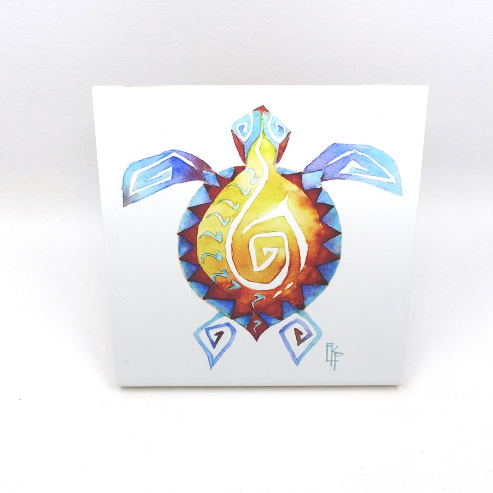 Indian red turtle design tile/trivet