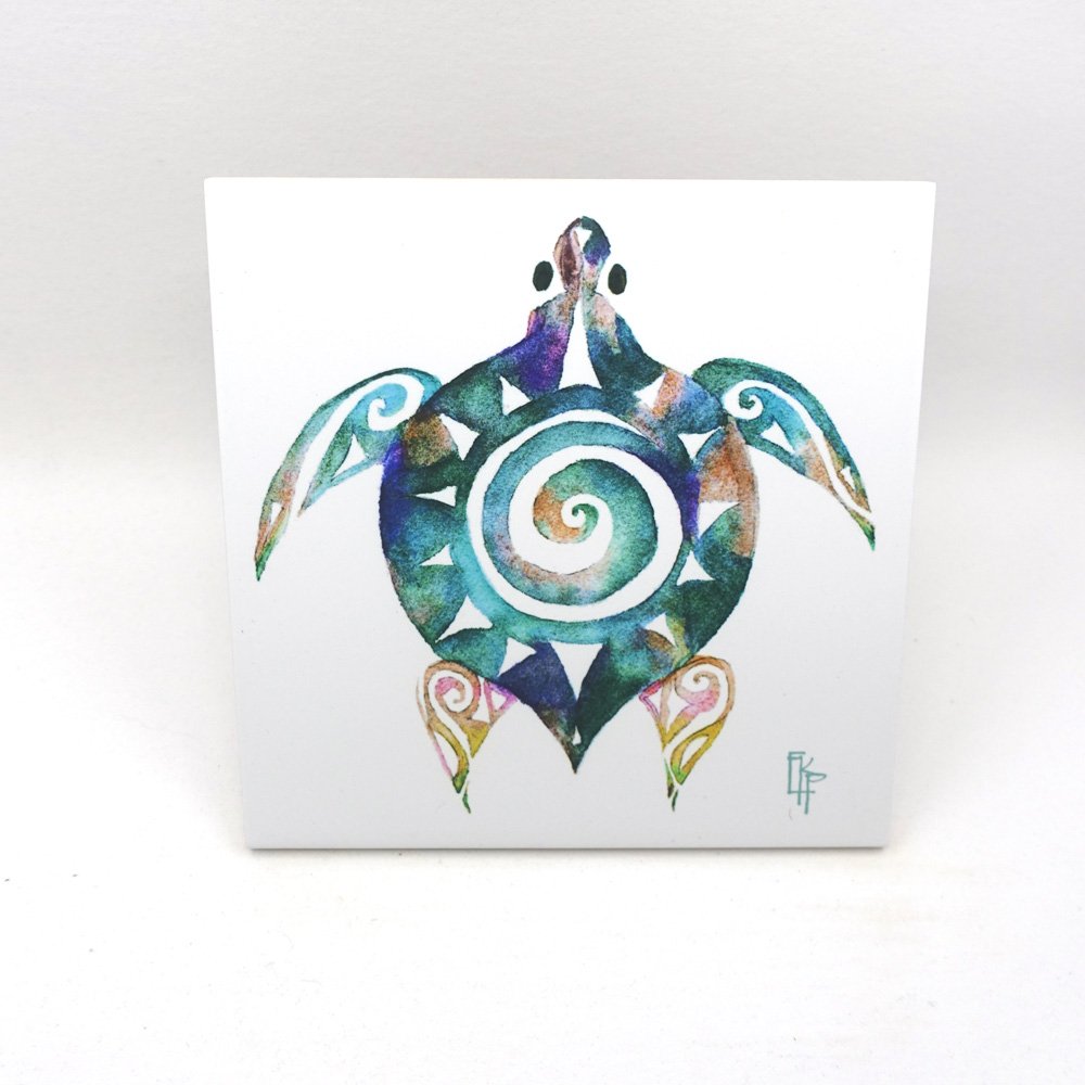 teal turtle design tile/trivet