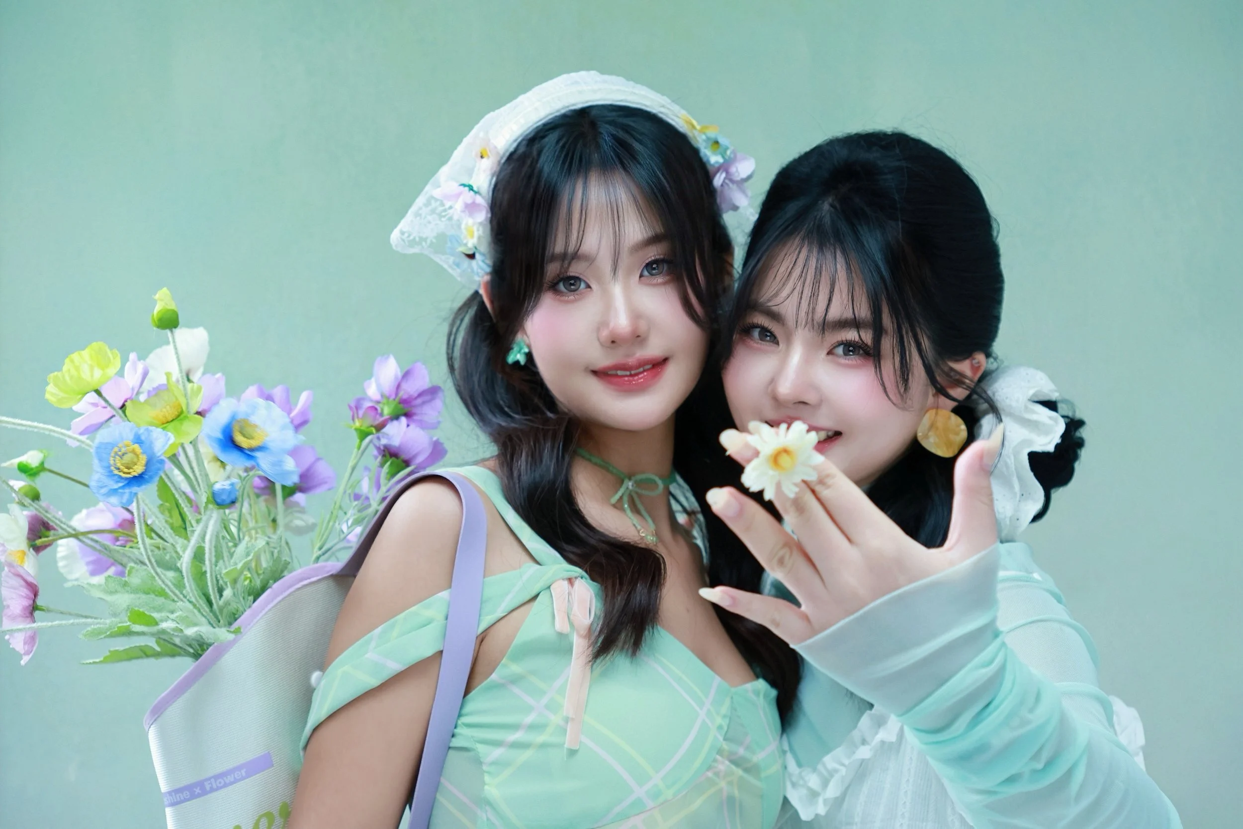 Spring floral theme photoshoot for two female friends