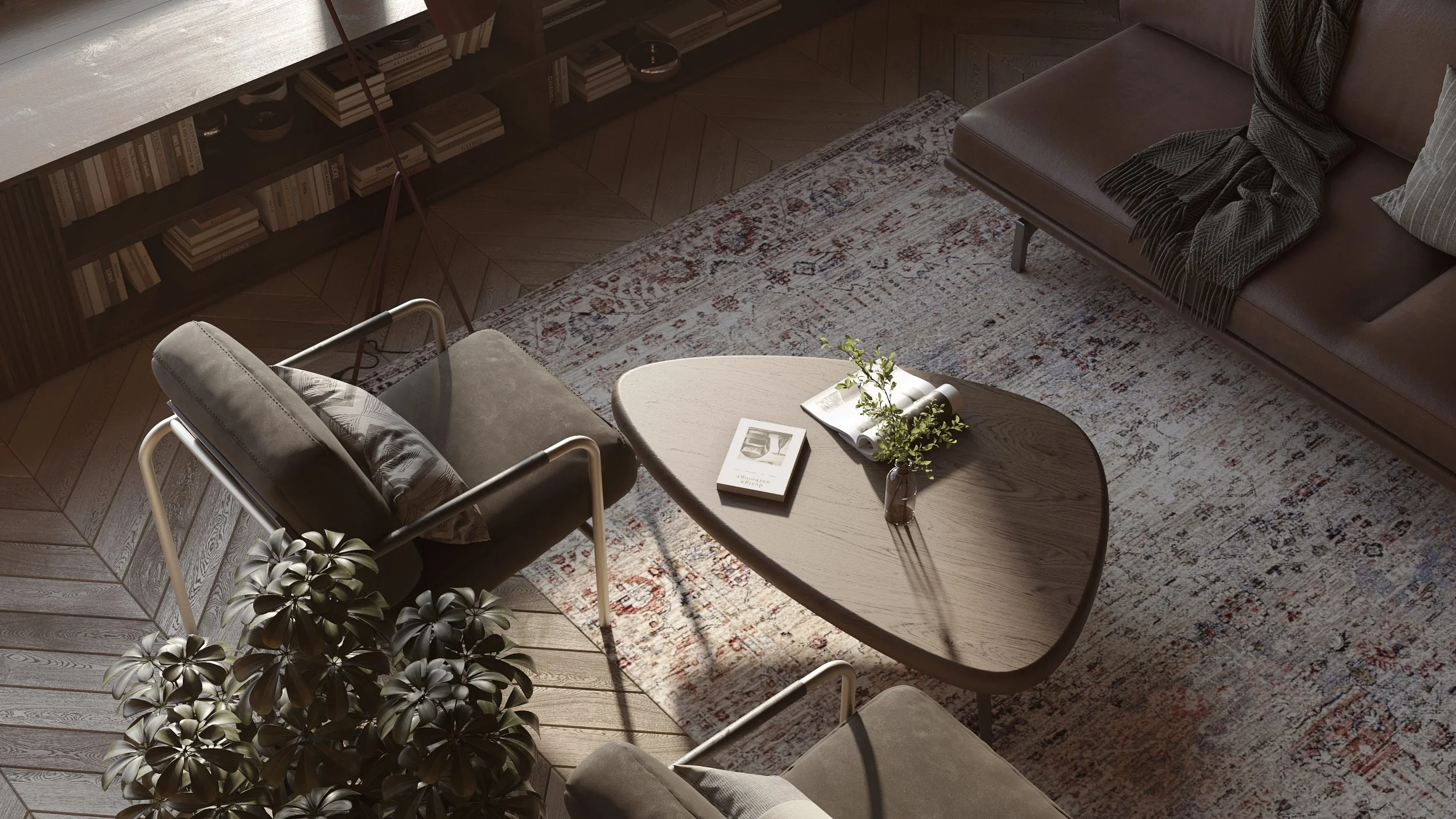 Top down close up shot of a Living room