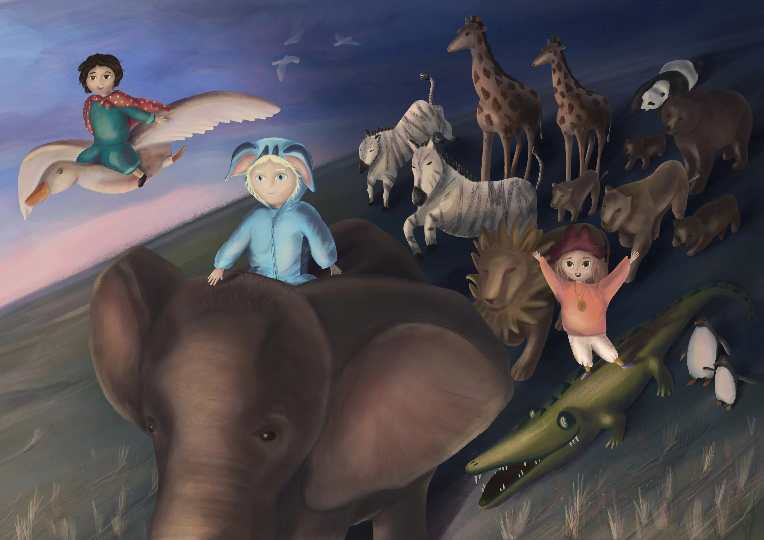 The Night Zoo - double page scene - The Carnival