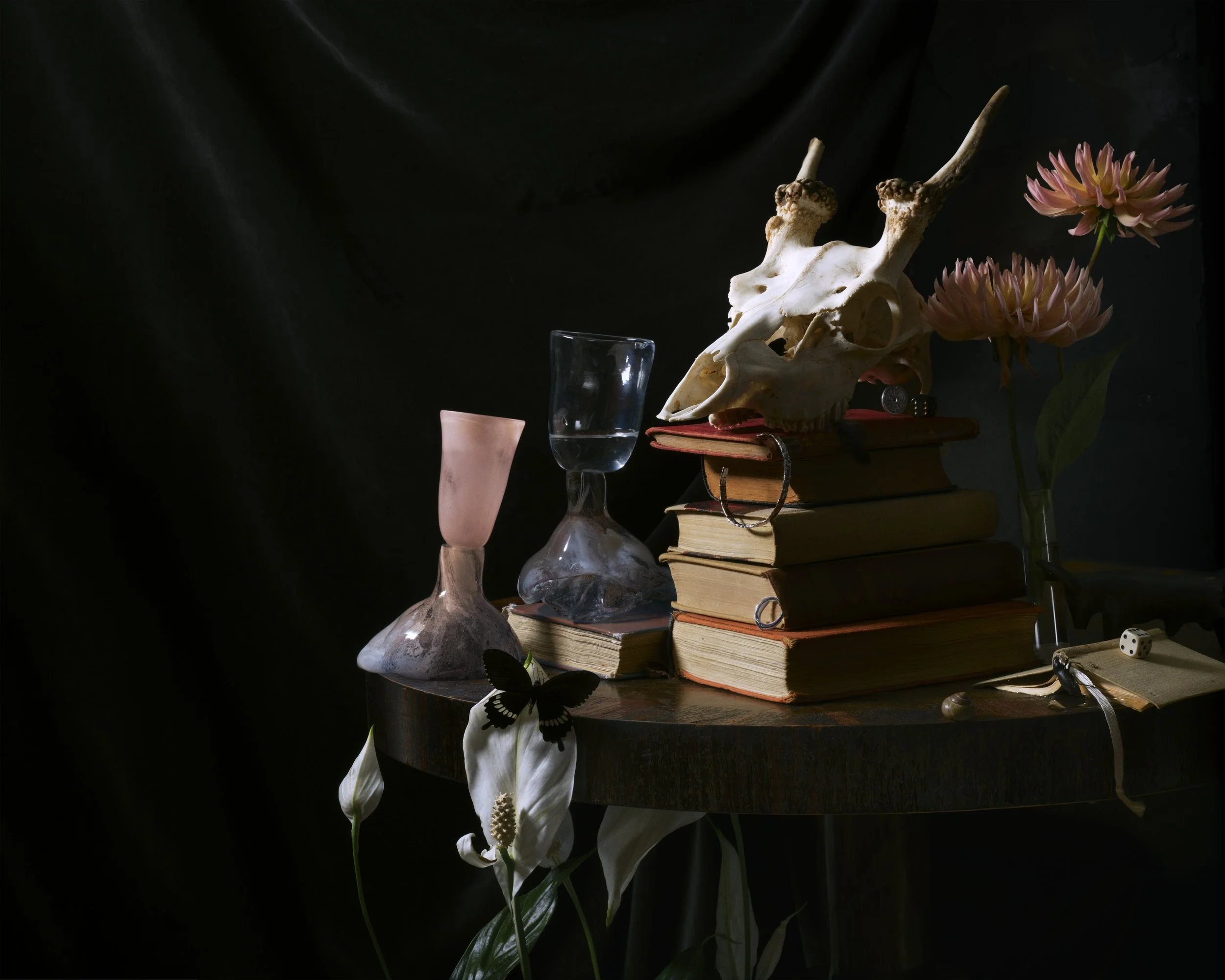 First vanitas project (1/4),
Still life with sculptures by artist Maria Adolfsson