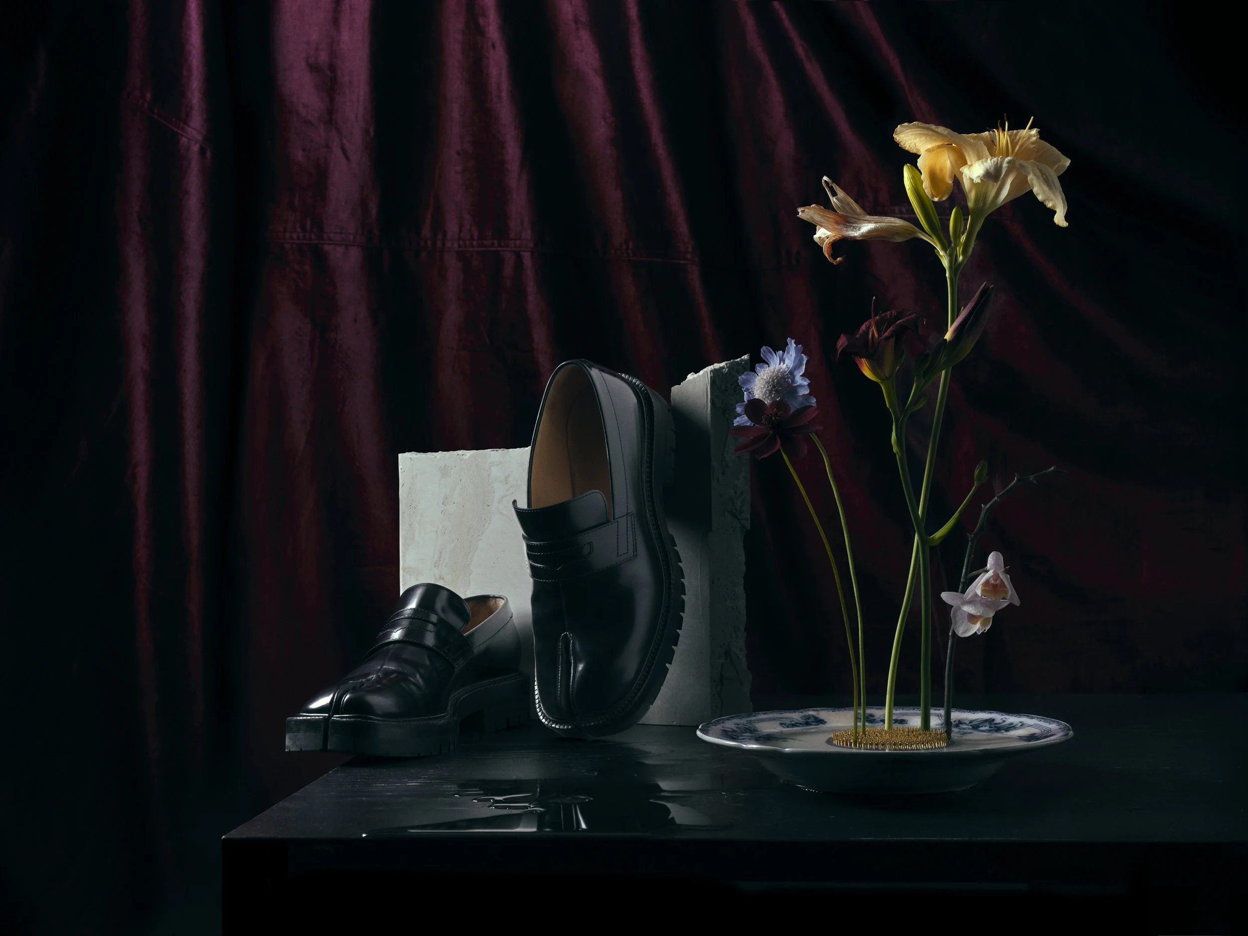 First vanitas project (2/4),
Still life with Maison Margiella's Tabi loafers