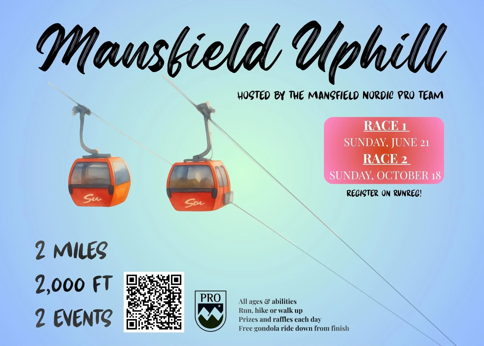 Mansfield Uphill race is back!! This time we&rsquo;re doing it twice - June 21 and October 18. Join us on the mountain, and make it a full Mansfield weekend by joining us the night before at Cochran&rsquo;s for our @mansfieldnordic_club Summer Solsti
