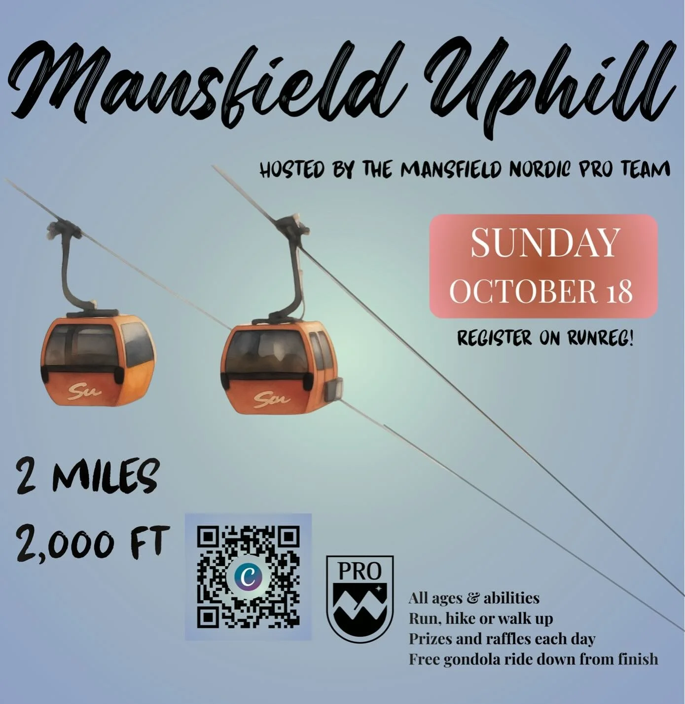The Mansfield Uphill returns October 18!! Run, hike, or bound the 1.7miles up Mansfield and support the Pro Team. Join the adventure!! LINK IN BIO