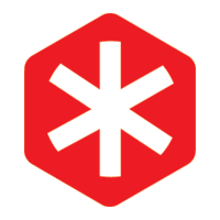 Red hexagon with a white snowflake symbol inside