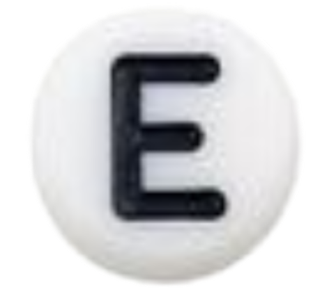 Lettre E noire sur un fond blanc