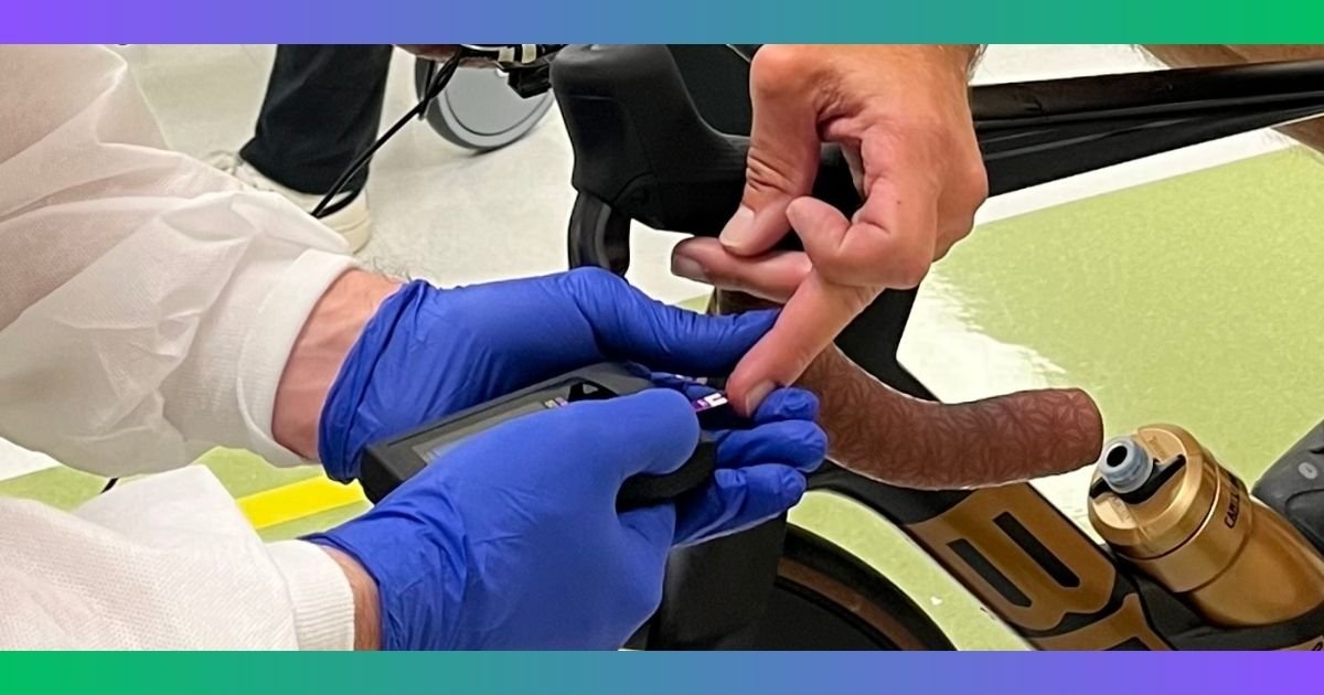 lactate levels being measured during a VO2 test