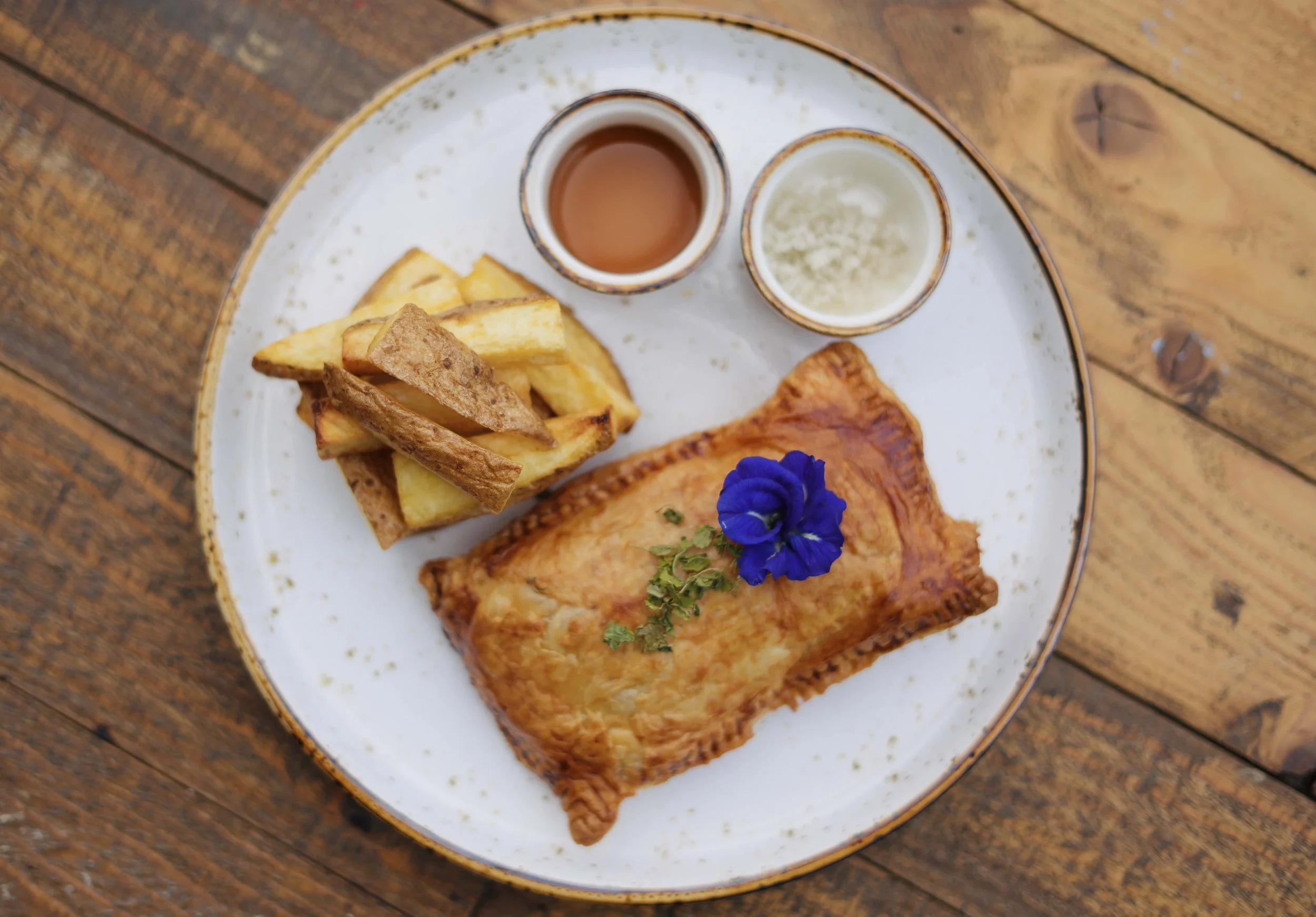 Cheese & Onion Pasty. British food at Sky Eden, Dubai