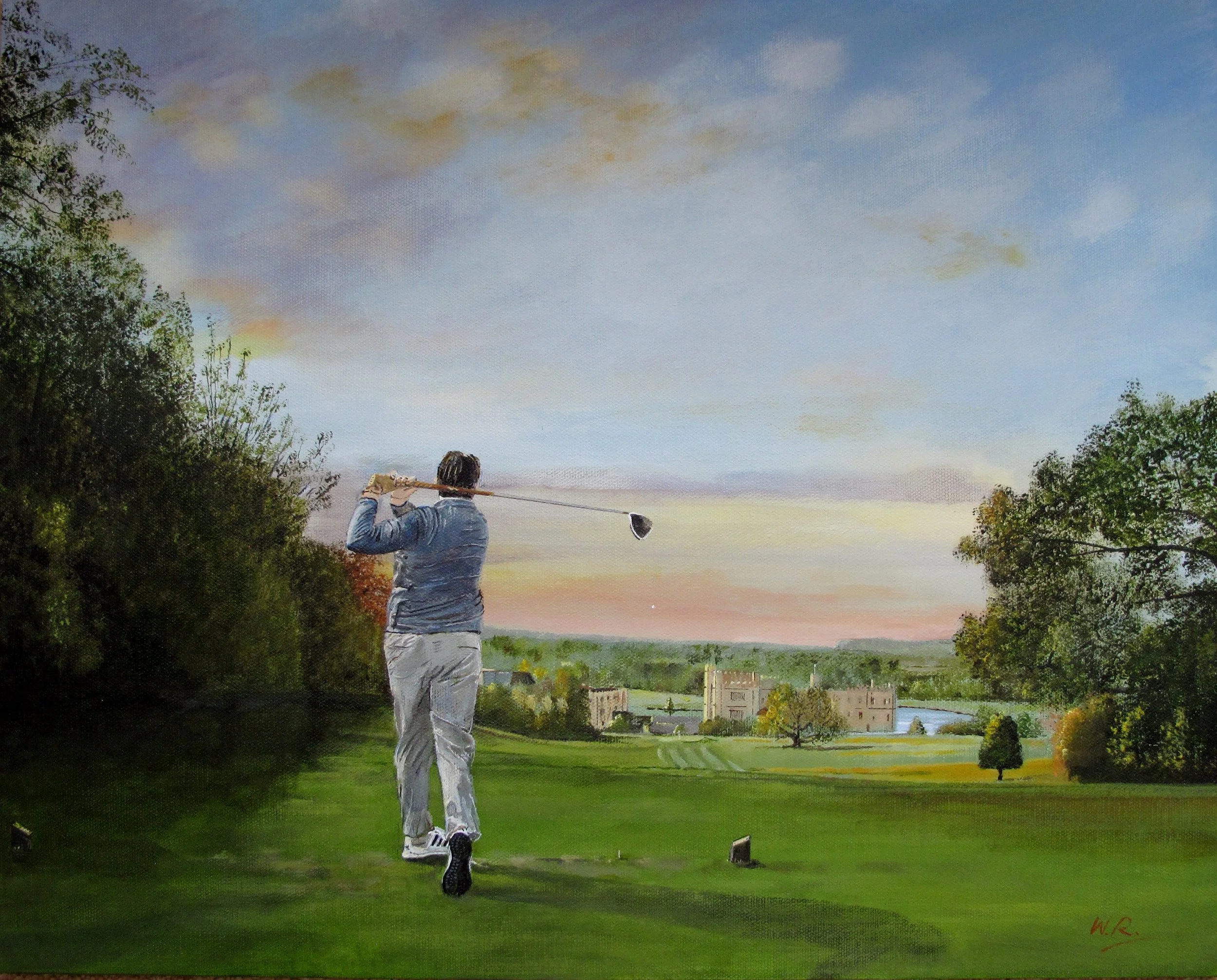 Teeing Off at Leeds Castle : Private Commission : SOLD