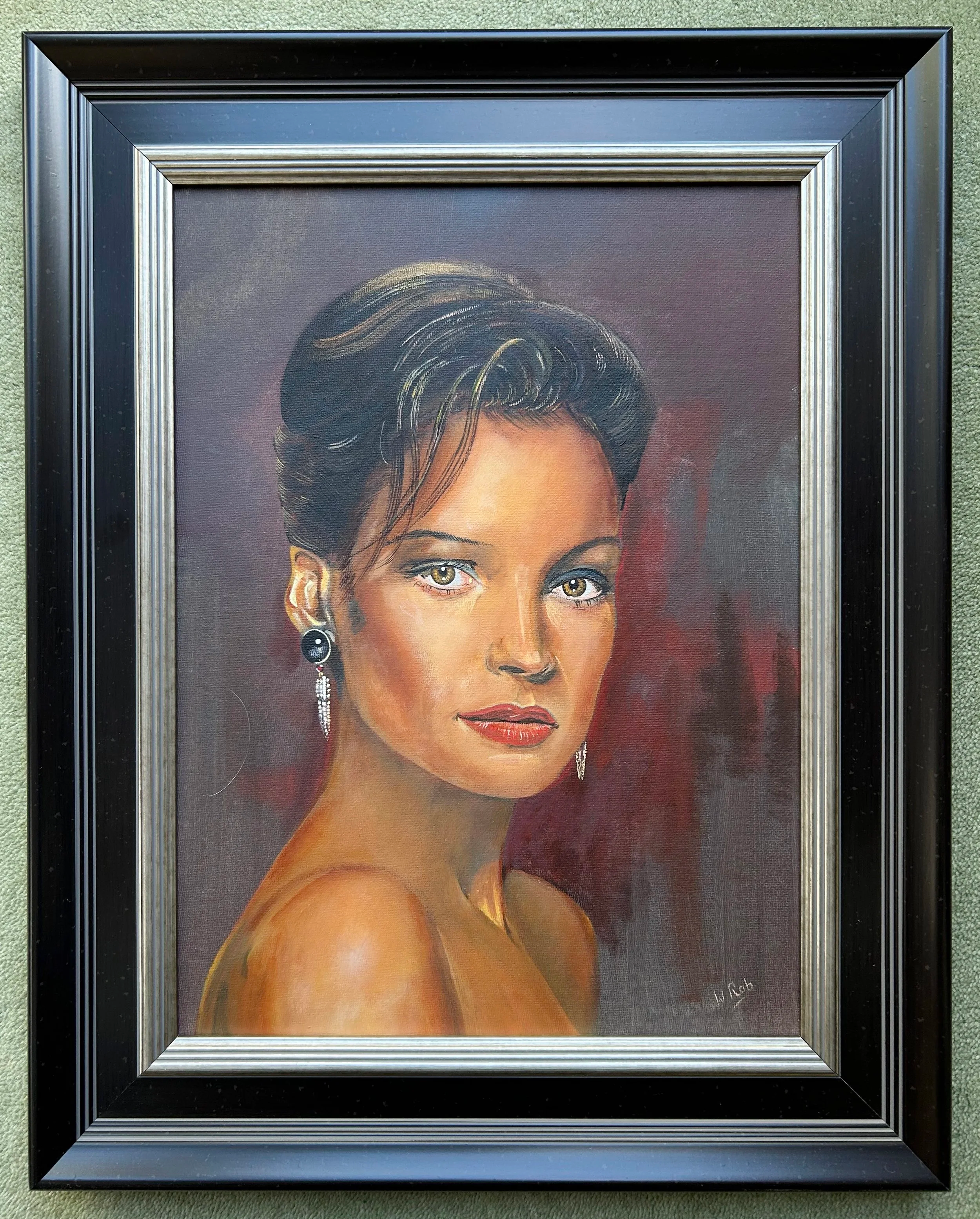 Famke Janssen (Goldeneye 1995) : Acrylic on canvas board : Framed 42 x 52 cm : £175