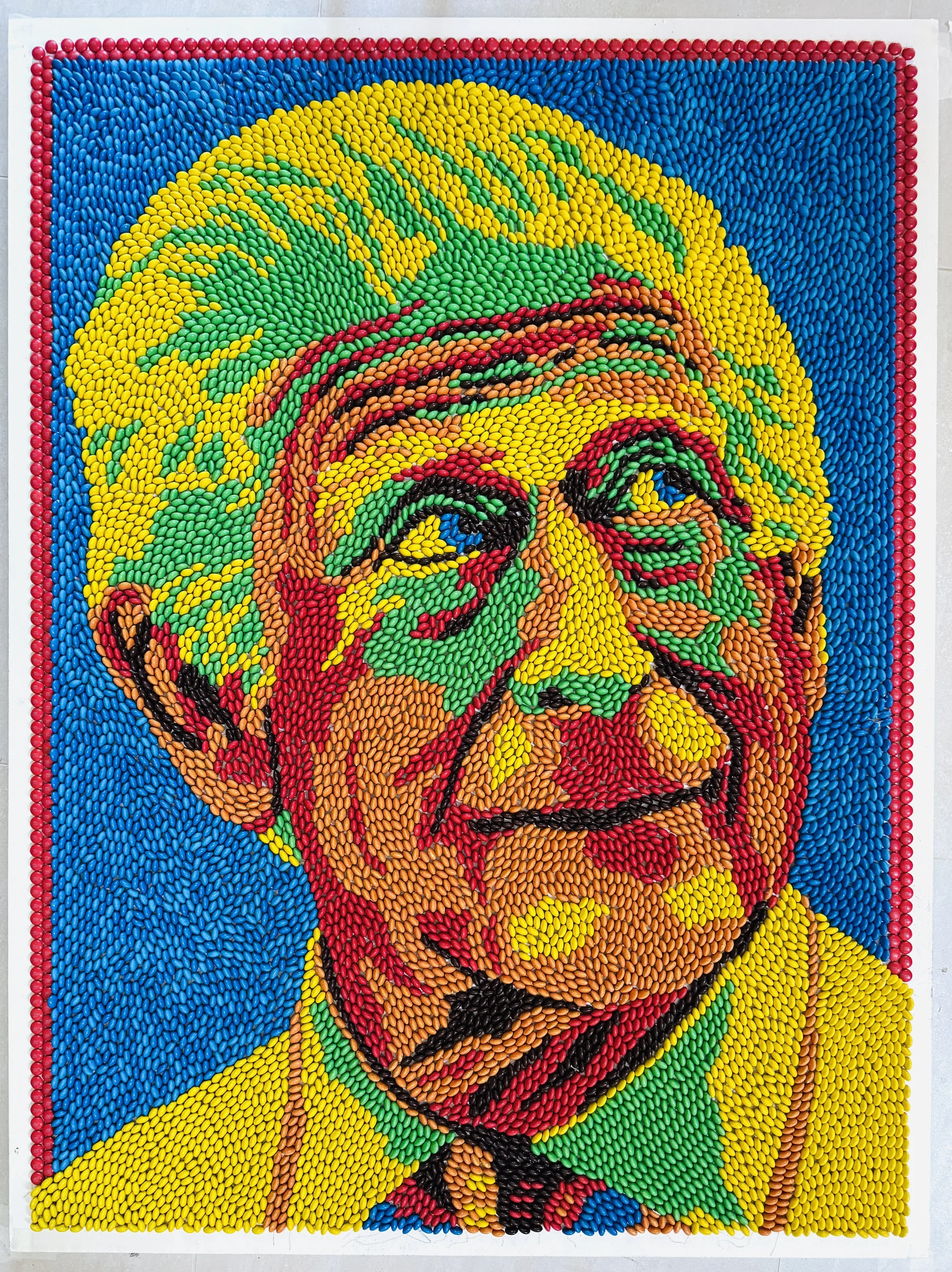 King Charles III pop art portrait created using 6,000 M&amp;Ms
