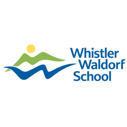 Logo of Whistler Waldorf School featuring stylized green and blue figures and the school name.