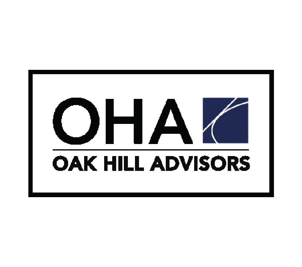 Logo for Oak Hill Advisors featuring the initials 'OHA' and a stylized mountain line within a square.