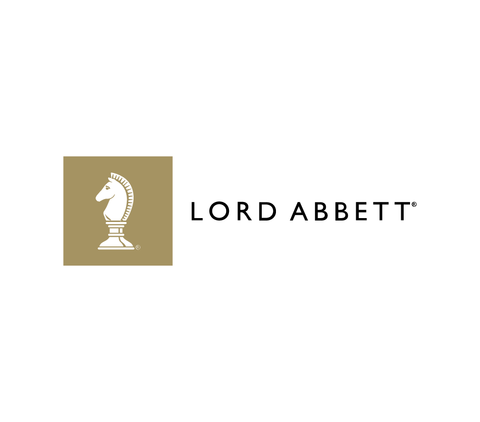 Lord Abbott logo with a knight chess piece on a gold square and the company name in black text