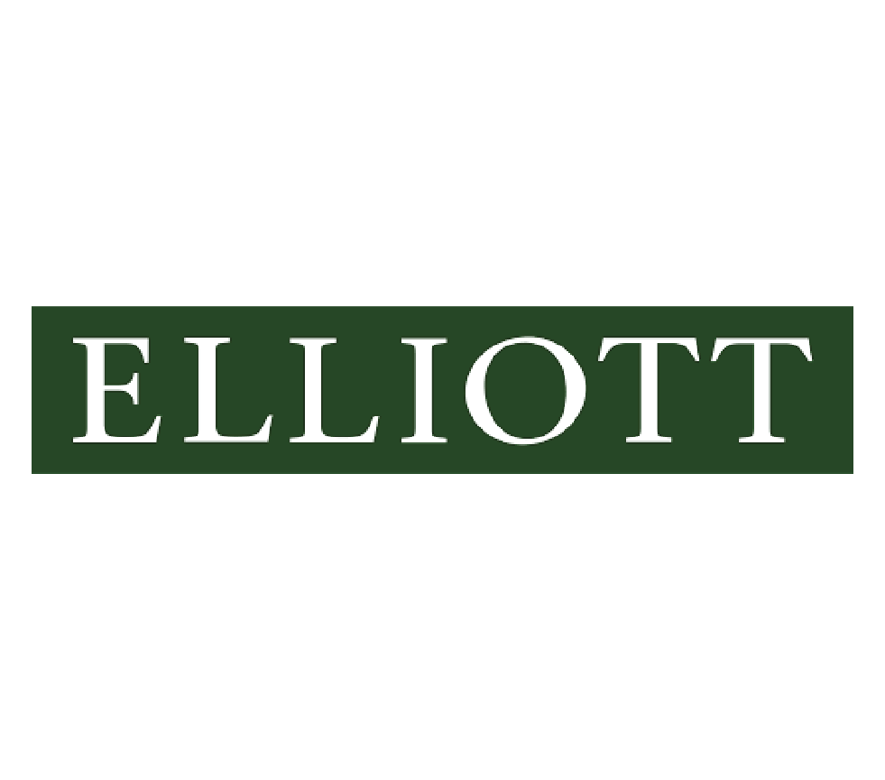Green rectangular background with the word 'ELLIOTT' written in white uppercase serif letters.