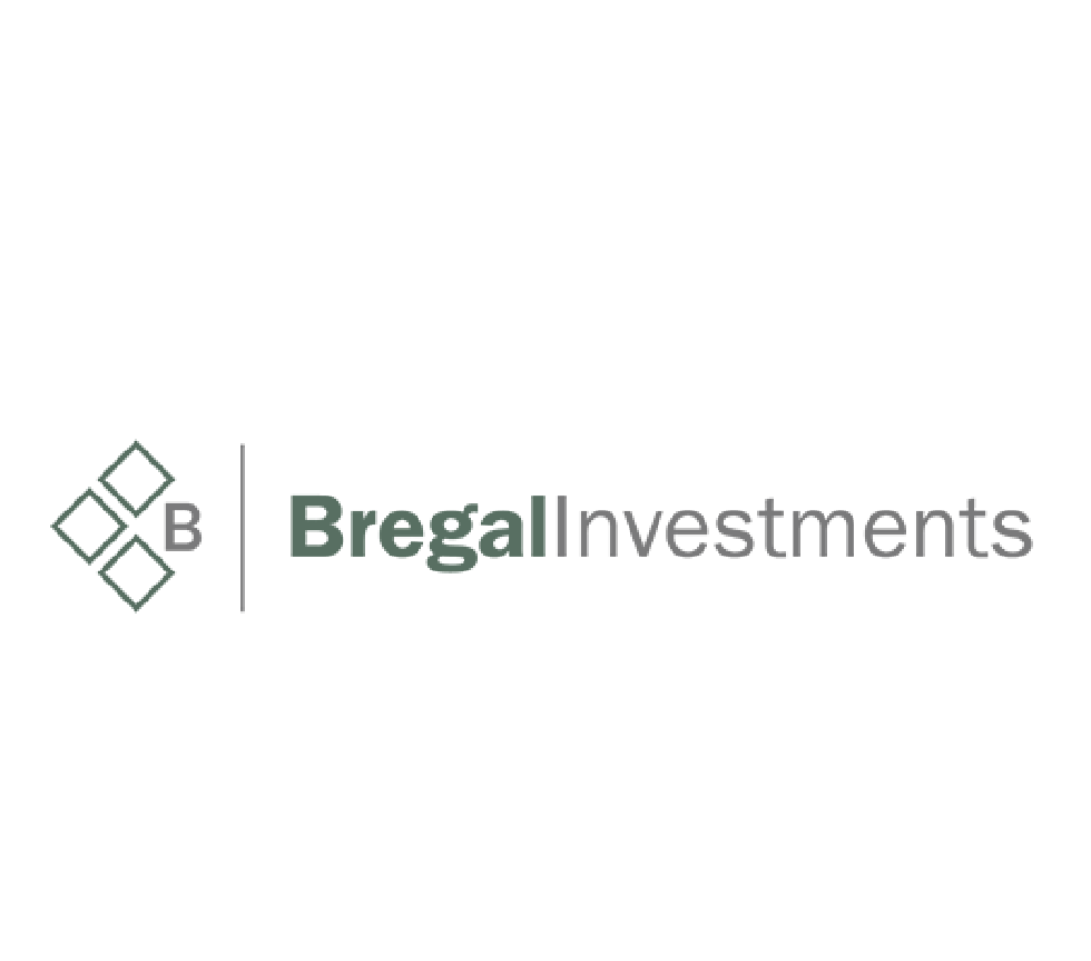 Logo for Bregal Investments featuring a green and grey geometric design and the text 'Bregal Investments'.