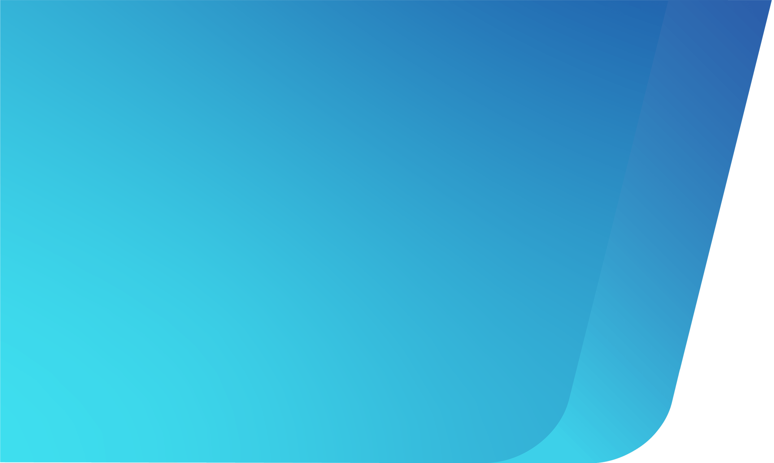 Blue gradient background with a curved edge at the bottom right.