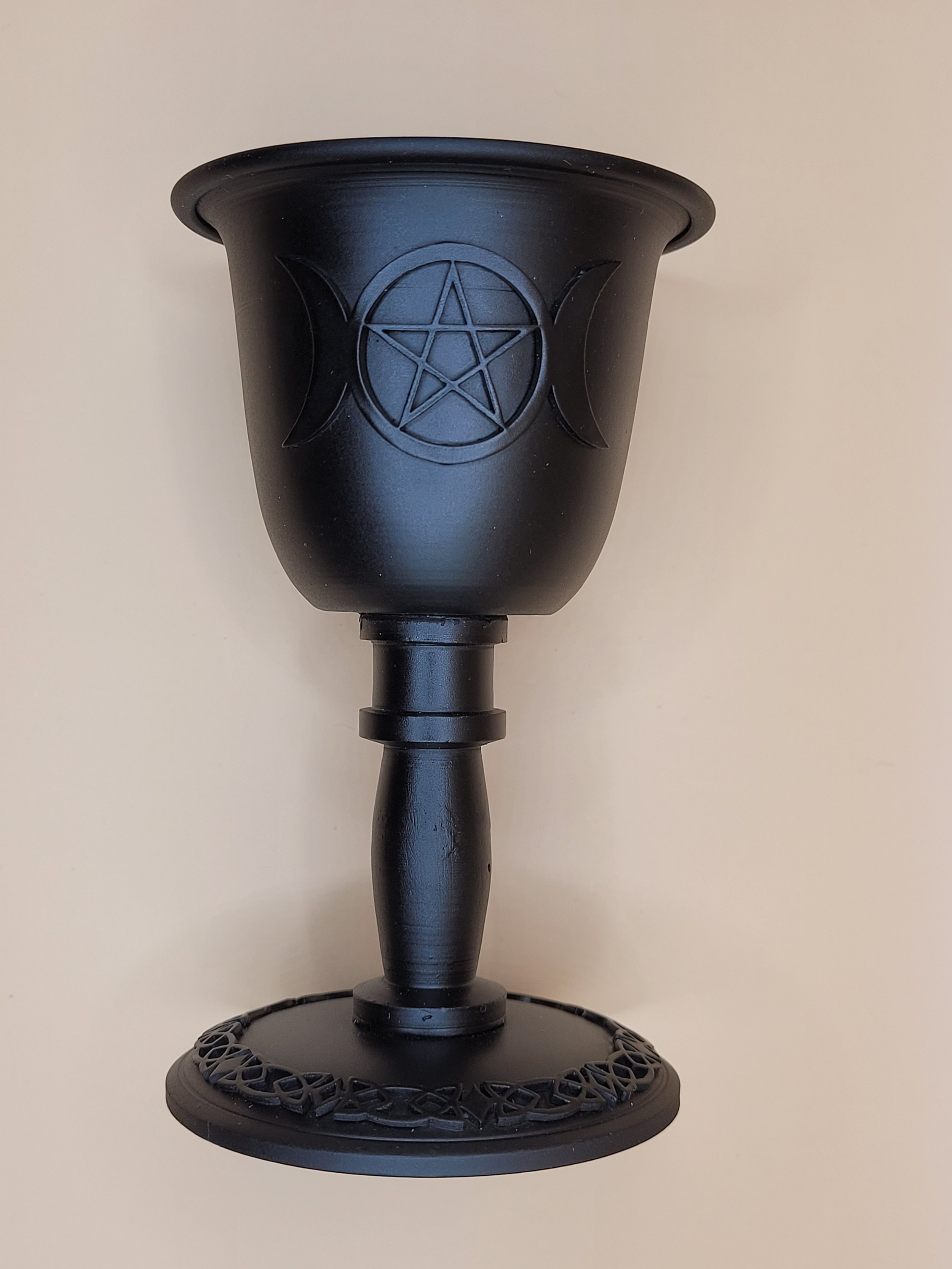 Metal Chalice Candle Holder Triple Moon