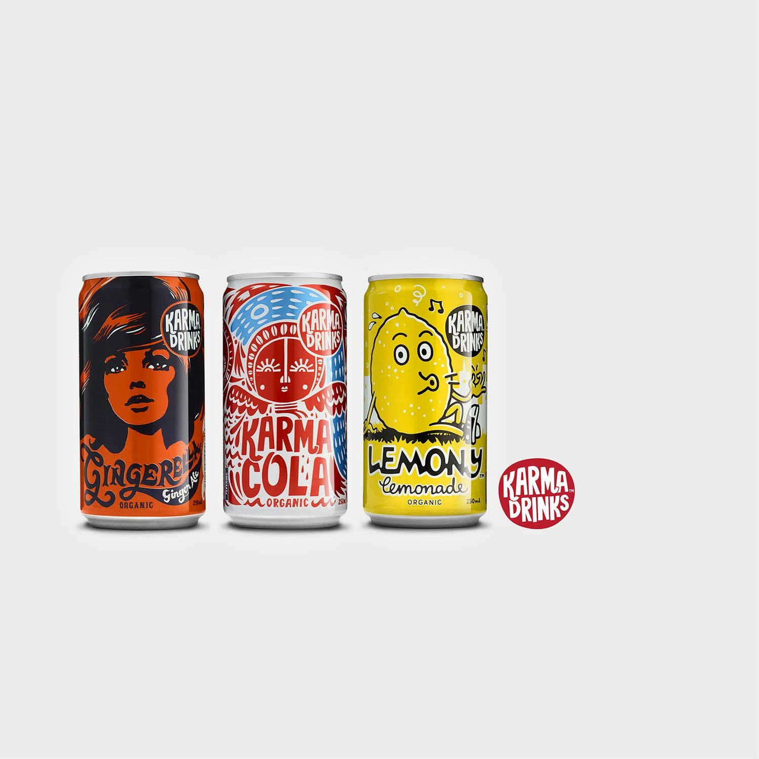 cans of karma cola drinks in row shot by award winning photographer alex bibby