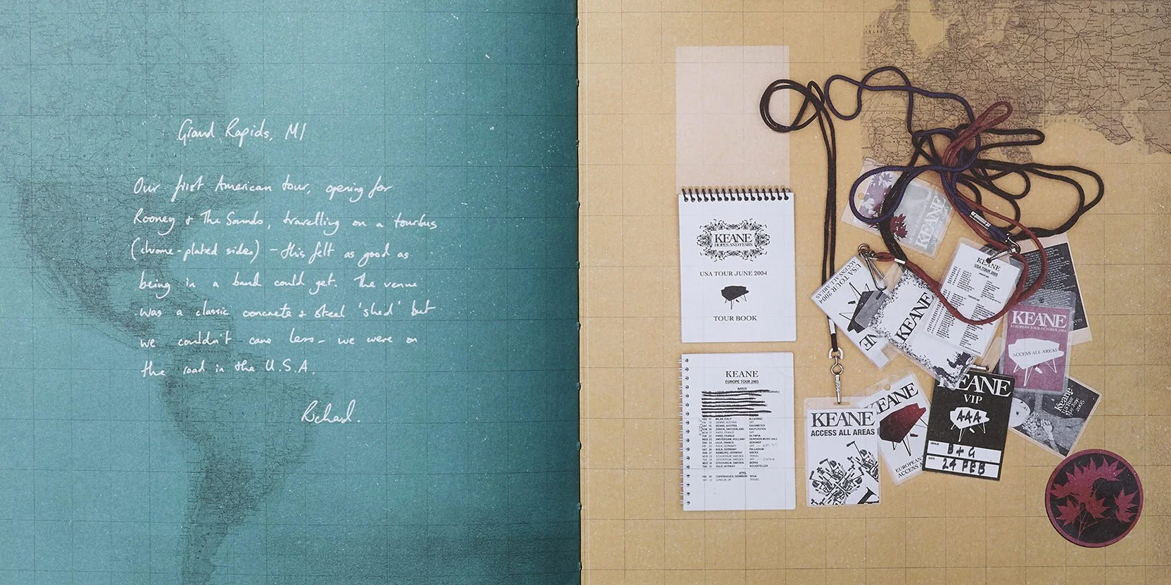 Best of Keane album photography illustrating key memorabilia from the bands history photographed by award winning photographer Alex Bibby