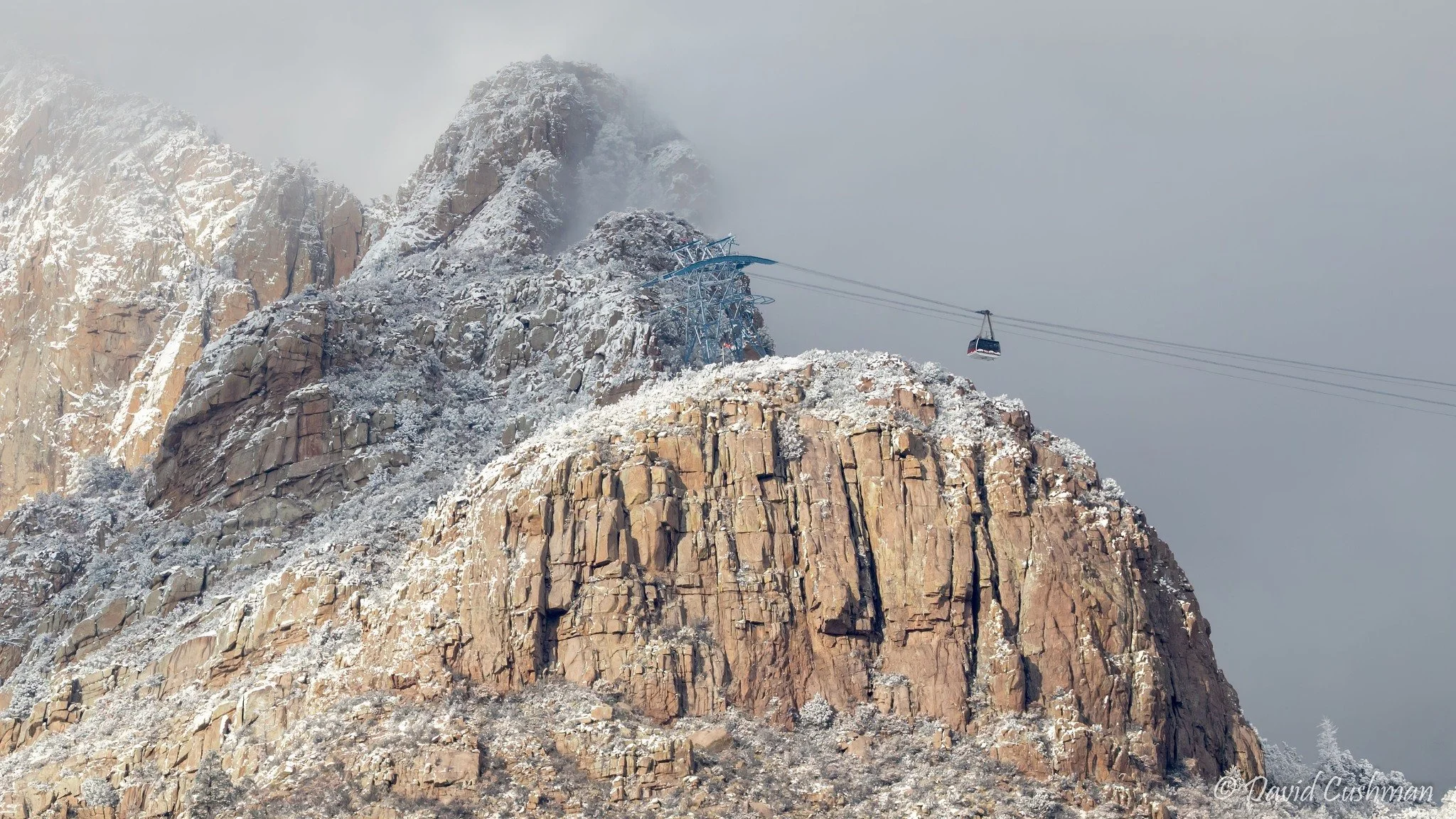 This image was created by David Cushman, the president of the Enchanted Lens Camera Club.  The tiny Tram car perfectly illustrates the scale of the mountainside.