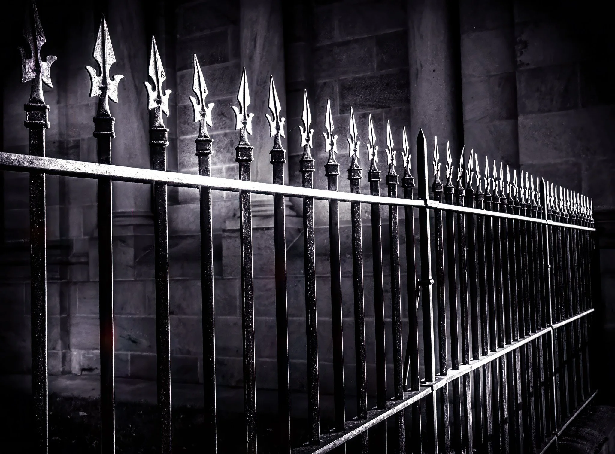 Barry Schwartz created this impactful black and white image of the Fence at The Cathedral Basilica of St. Francis of Assisi, Santa Fe, New Mexico.

More of his work can be viewed at https://www.flickr.com/photos/barryabq/