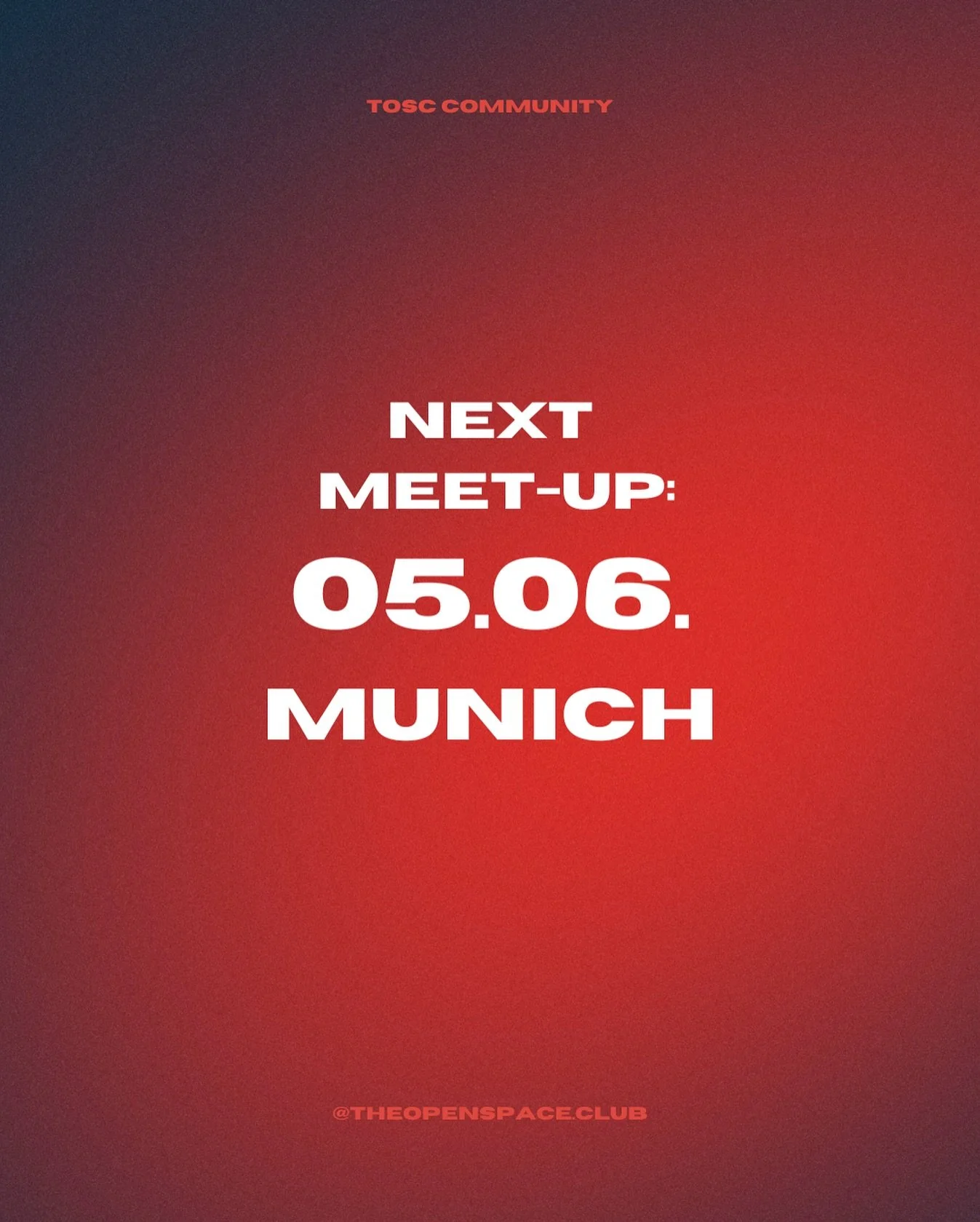 GUESS WHO&rsquo;s BACK?
The wait is over &ndash; Munich, we&rsquo;re on! 🇩🇪✨
The first Open Space Club meetup in Bavaria is happening on June 5th.

A new city, a new chapter, same intimate vibe, same mission: real connections through creativity.

?