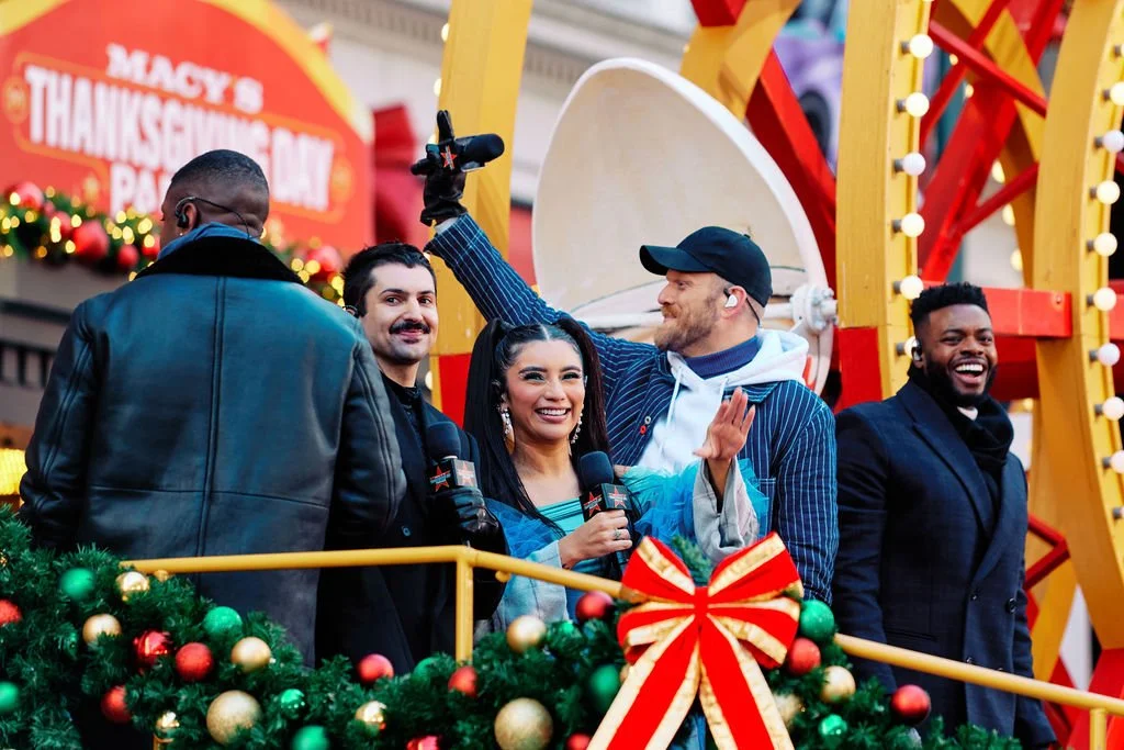 Pentatonix on a float at Macy's Thanksgiving Day Parade