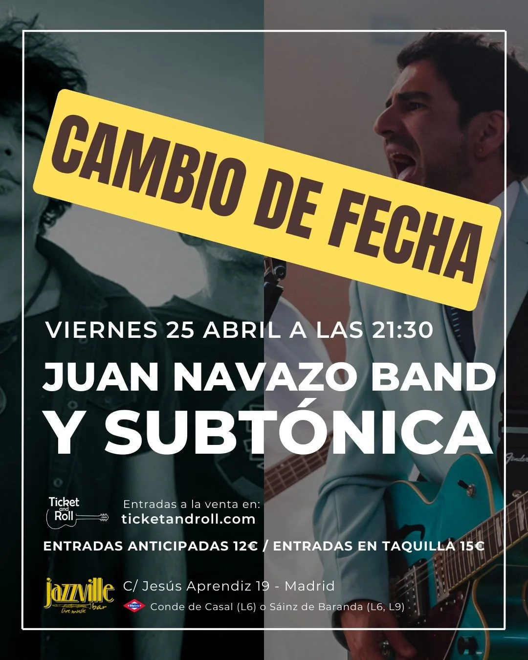 Queridas amigas y amigos, por diferentes razones vamos a posponer el concierto del 25 de abril con nuestros amigos de @subtonica , os iremos informando de la nueva fecha. Las entradas que ya se hab&iacute;an adquirido ser&aacute;n devueltas a trav&ea