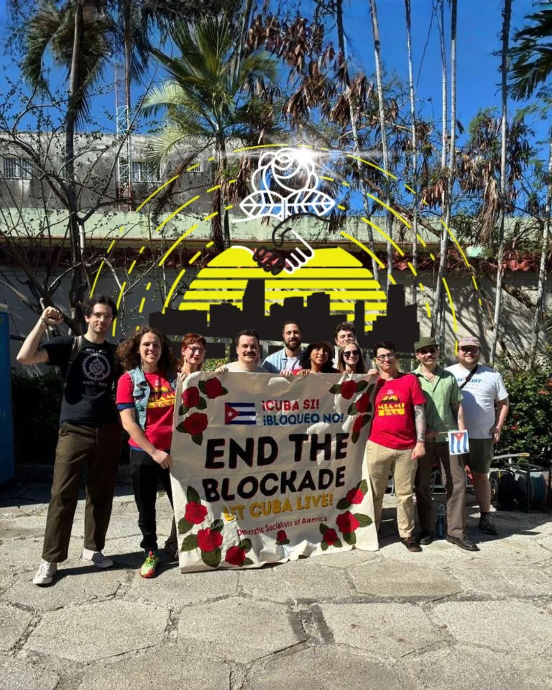 Our members Luna V. and Brian G. (wearing Miami DSA shirts above) joined the Nuestra America Convoy as part of the CODEPINK Delegation, bringing critical humanitarian aid to Cuba in a time of crisis. 🇨🇺 🌹 

Miami DSA is proud to have representativ