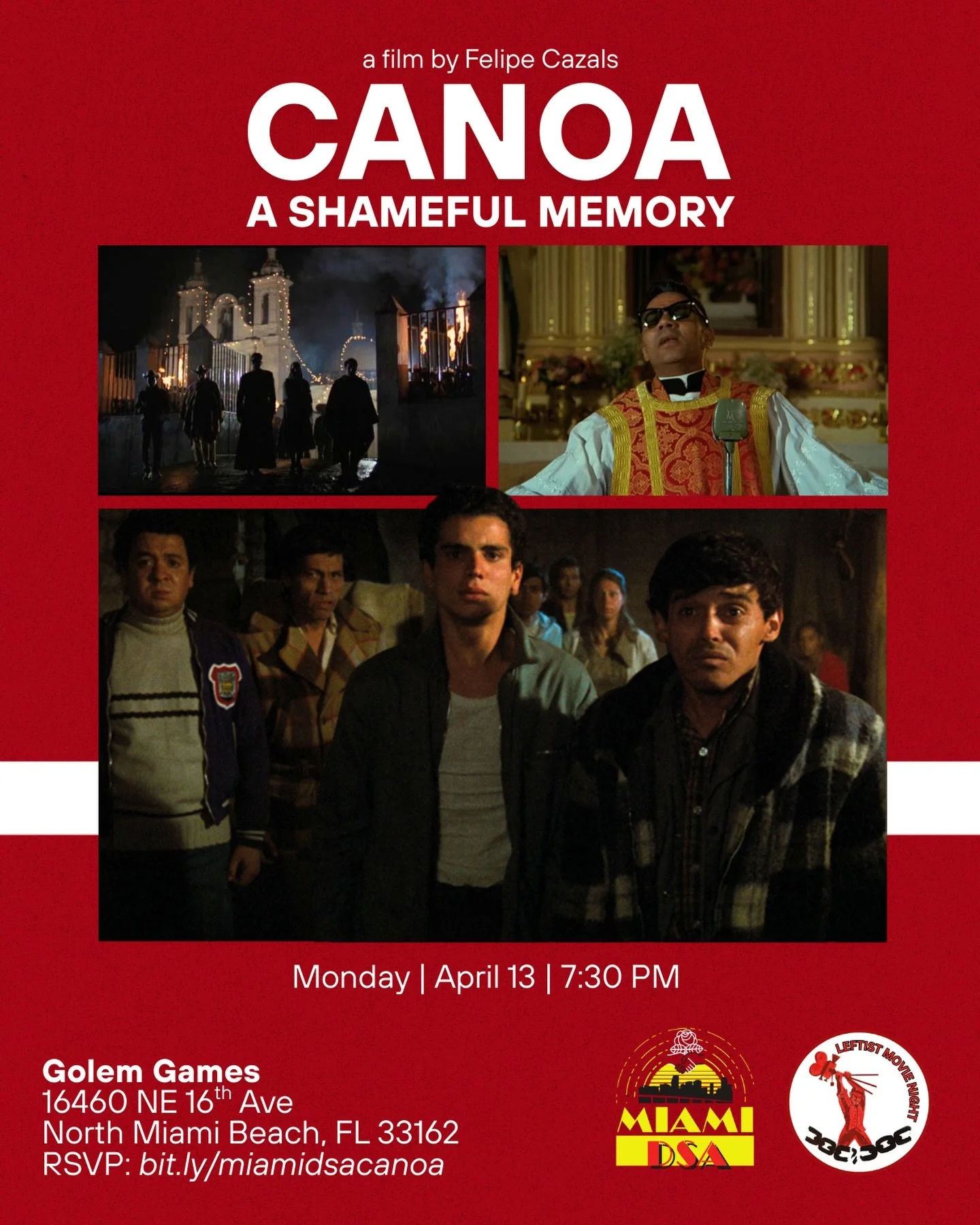 Hello, dear comrades! 🌹 

Our April Leftist Movie Night is one of Mexico&rsquo;s most highly regarded works of political cinema: Canoa - A Shameful Memory, directed by Felipe Cazals. 

The film reimagines a real-life incident that had occurred in 19
