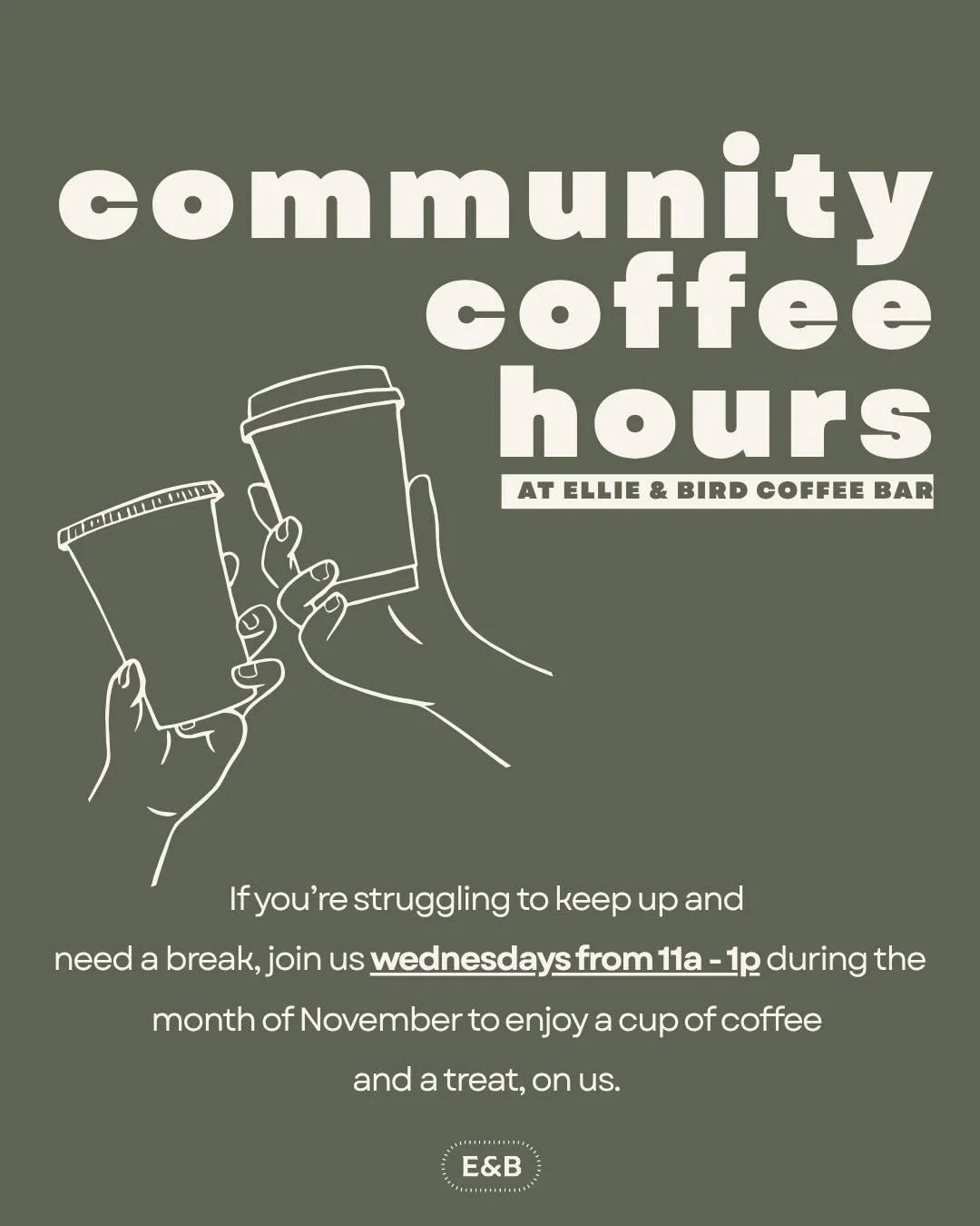 We know the government shutdown and SNAP delays are putting strain on many of our neighbors. 💛

At Ellie &amp; Bird, we believe everyone deserves a moment to pause, breathe, and feel cared for &mdash; even (and especially) when times are tough.

Thr