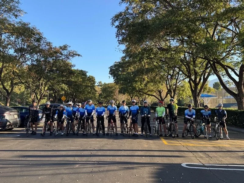 Irvine Orange County Triathlon Team on Saturday group bike ride, February 2026. Endurance athletes building base for Ironman 70.3 Oceanside.