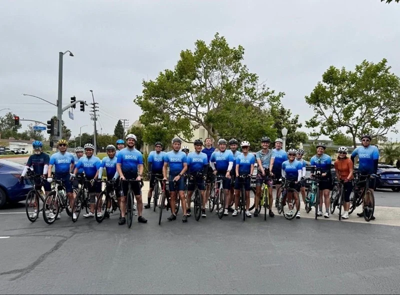 Irvine Triathlon Team group photo at the start of our weekly Saturday ride, Orange County California May 2026