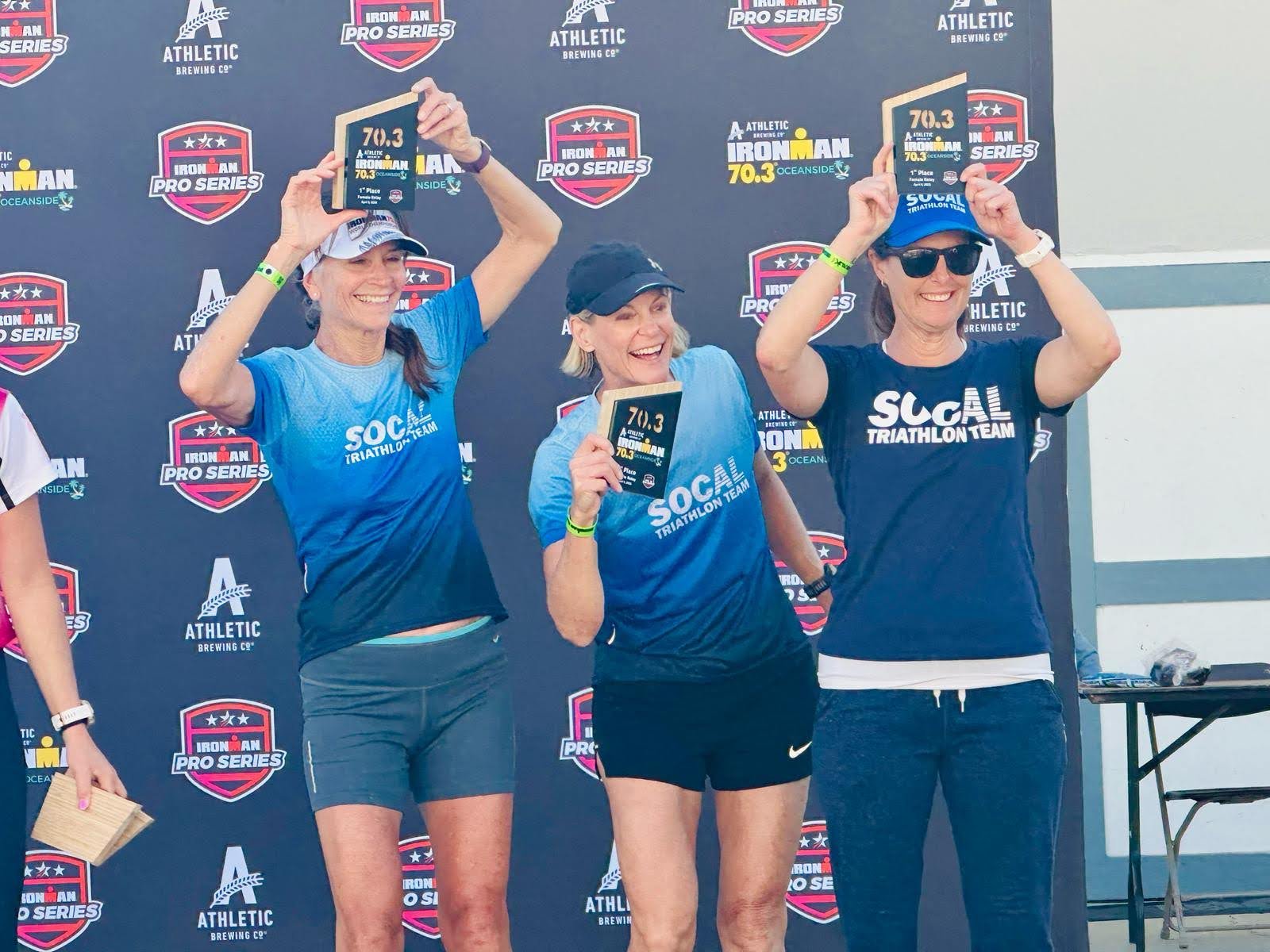 Irvine Orange County Triathlon Relay Team on the Podium at Oceanside 2025