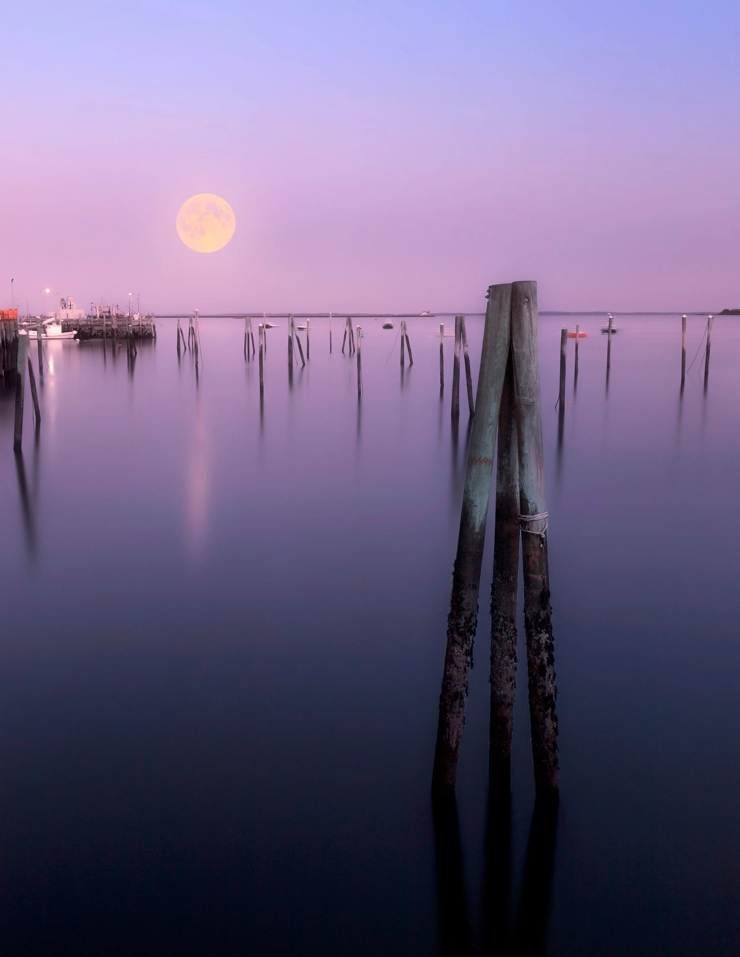 Full moon over Rockland Harbor