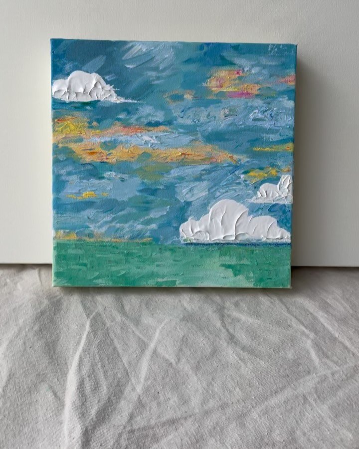 Today&rsquo;s weather will be&hellip; 🌧️💛
&hellip; with a side of @jonbatiste 

This fluid and heavy body acrylic on canvas was a summer creation. I have been holding it close because I love the layers you will never see, and the storms, and the be