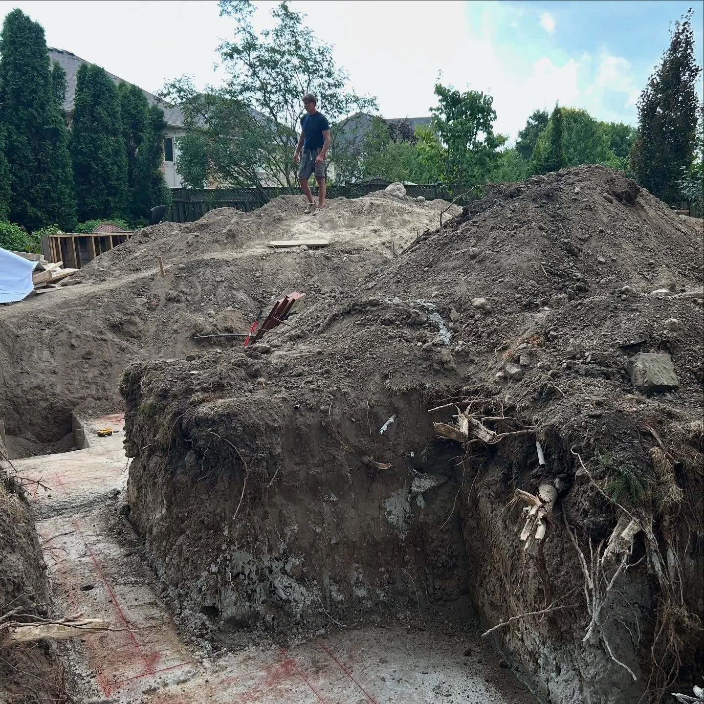 Digging the foundation for a big project in Stouffville #deckdesign #deckandlandscape #backyardmakeover