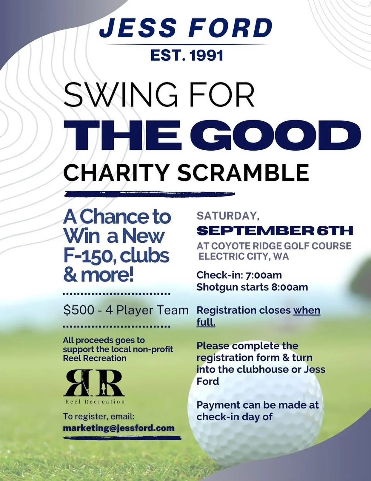 ⛳️ Grab your clubs for a cause!
We&rsquo;re proud to be this year&rsquo;s nonprofit recipient of the Jess Ford &ldquo;Swing for the Good&rdquo; Golf Scramble &mdash; supporting youth outdoor recreation through Reel Recreation!

📍 Sept. 6 | Coyote Ri