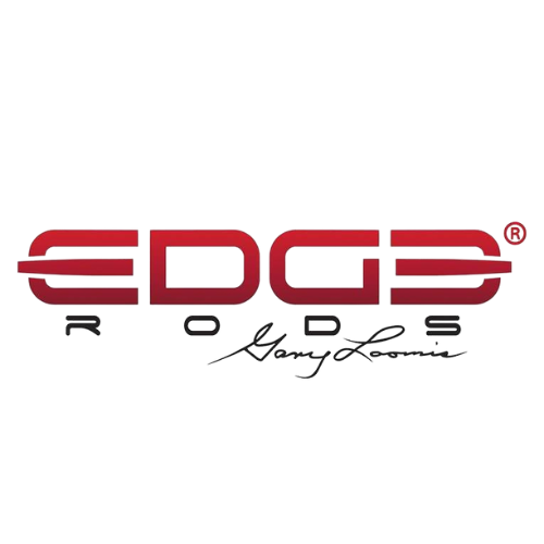 Logo "EDGE RODS" in red with a signature style font beneath.