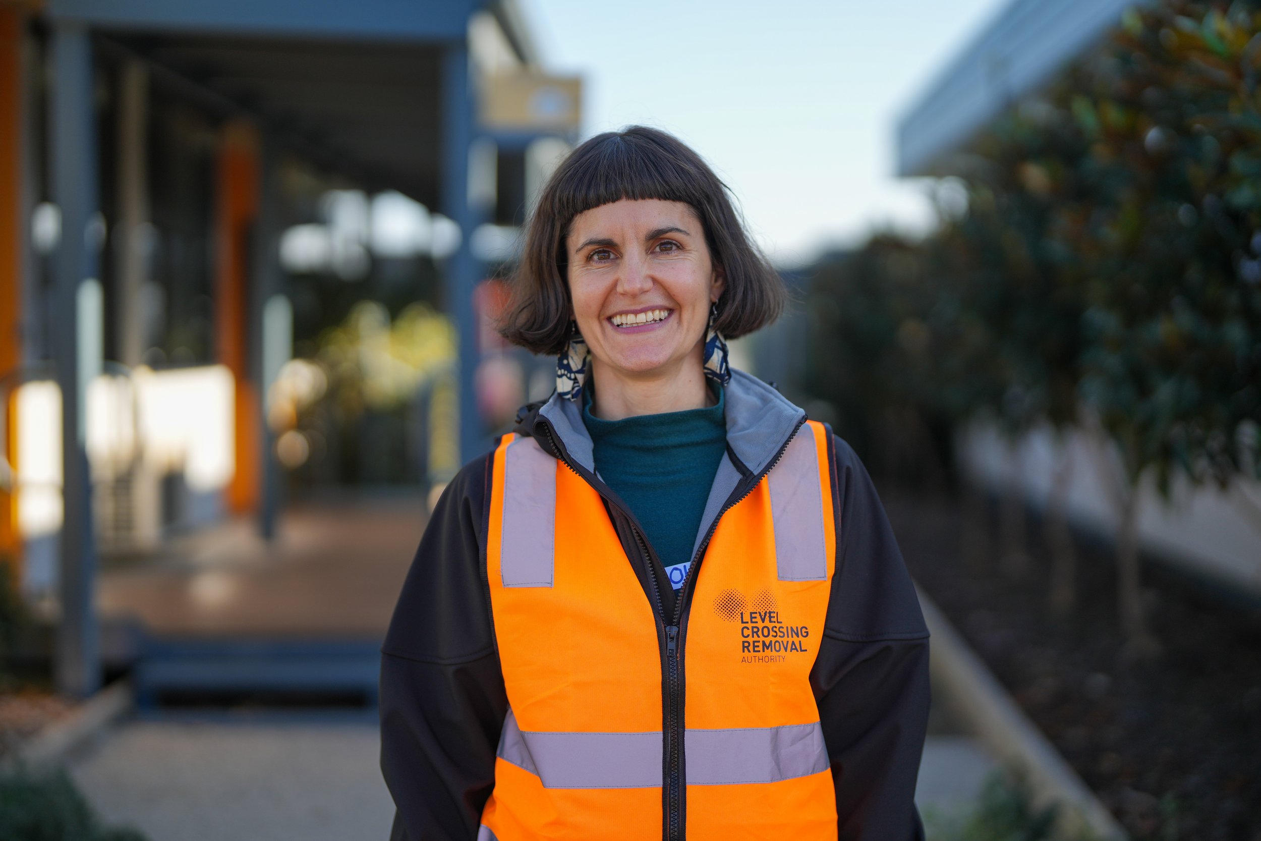 Olivia Cozzolino on site at the Level Crossing Removal Project, Victoria