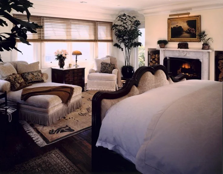 Master bedroom, fireplace, upholstered foot board….jpg