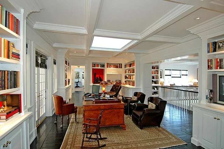 Living Space, skylight, ceiling, built-in bookcse.jpg