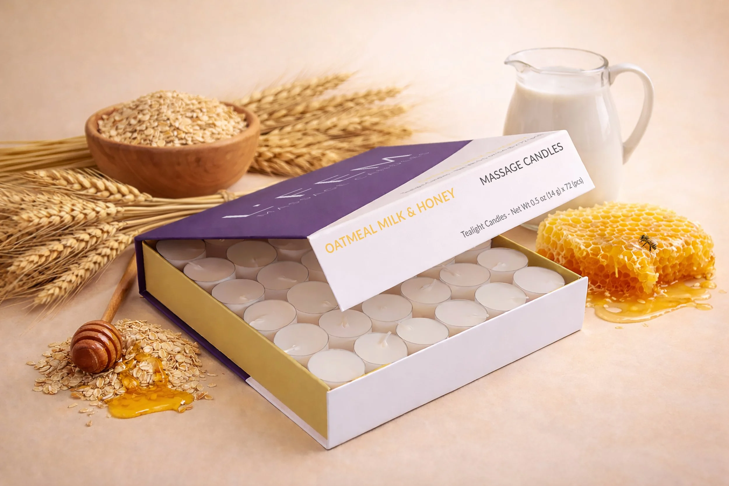 Oatmeal Milk & Honey Massage Tealight Candles - 72 pack