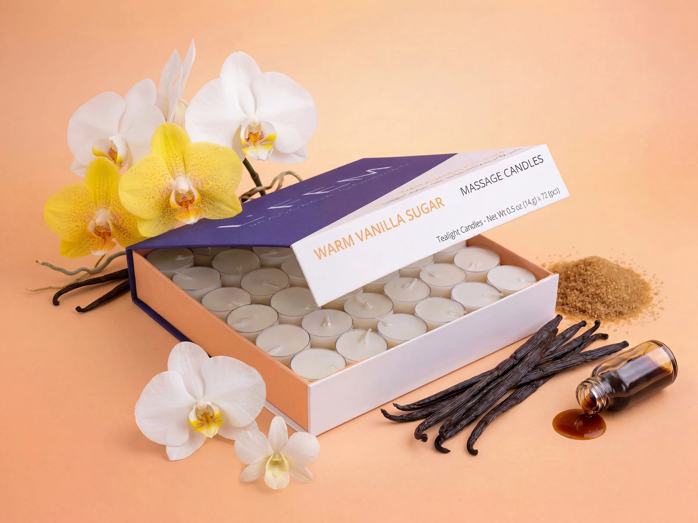 Warm Vanilla Sugar Tealight Massage Candles - 72 pack