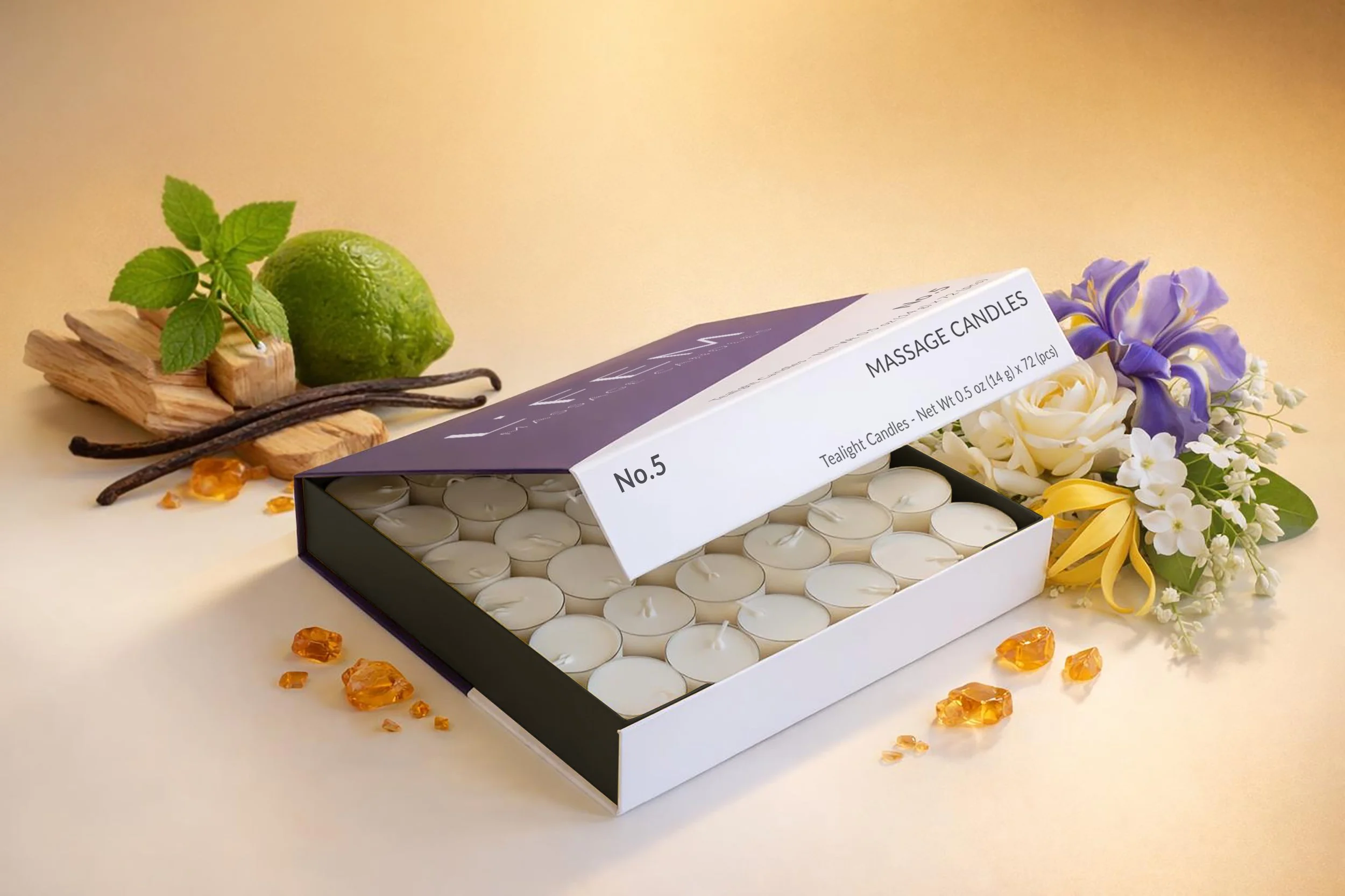 No.5 Tealight Massage Candles - 72 pack