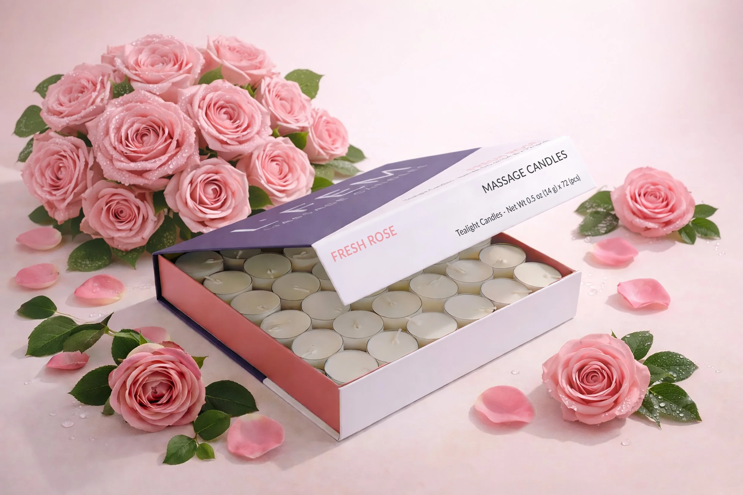 Fresh Rose Tealight Massage Candle - 72 pack